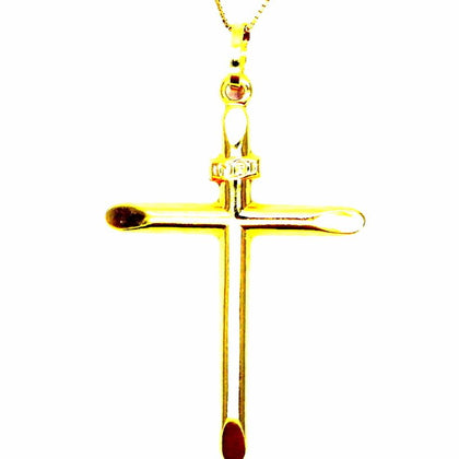 PEGASO GIOIELLI Collana da Donna in Oro Giallo 18kt (750) Catenina Veneta Pendente Croce Smussata Crocifisso Semplice
