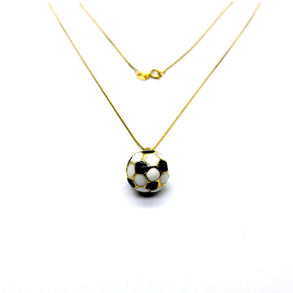 PEGASO GIOIELLI Collana da Donna in Oro Giallo 18kt (750) Catenina Veneta Pendente Pallone Calcio Bambini