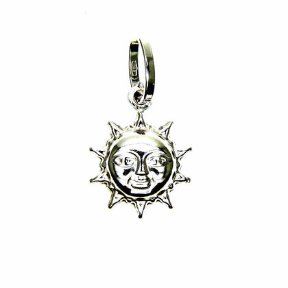 PEGASO GIOIELLI Ciondolo da Donna in Oro Bianco 18kt (750) Pendente Sole Faccina Doppio Lato