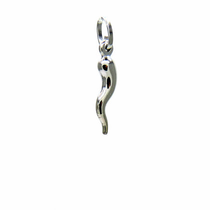 PEGASO GIOIELLI Ciondolo Oro Bianco 18kt (750) Pendente Corno Cornetto Lucido Portafortuna Uomo Donna