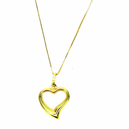 PEGASO GIOIELLI Collana Oro Giallo 18kt (750) Catenina Veneta Pendente Cuore Aperto Cuoricino Donna Ragazza