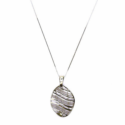 PEGASO GIOIELLI Collana da Donna in Oro Bianco 18kt (750) Catenina Veneta Pendente Onda Ovale