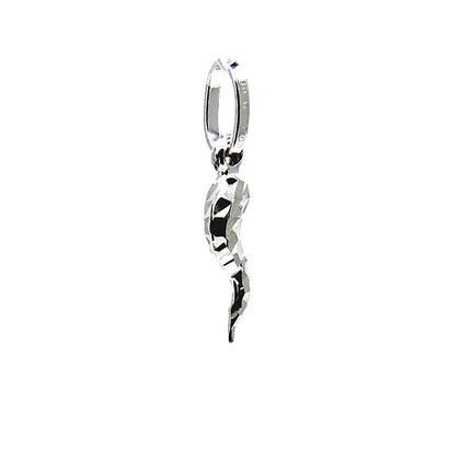 PEGASO GIOIELLI Ciondolo Oro Bianco 18kt (750) Pendente Piccolo Corno Cornetto Portafortuna Mini Charms Uomo Donna Bambini