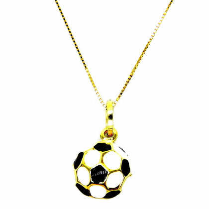 PEGASO GIOIELLI Collana da Donna in Oro Giallo 18kt (750) Catenina Veneta Pendente Pallone Calcio Bambini
