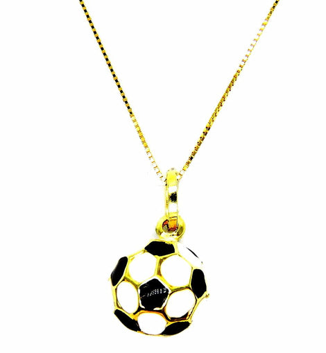 PEGASO GIOIELLI Collana da Donna in Oro Giallo 18kt (750) Catenina Veneta Pendente Pallone Calcio Bambini