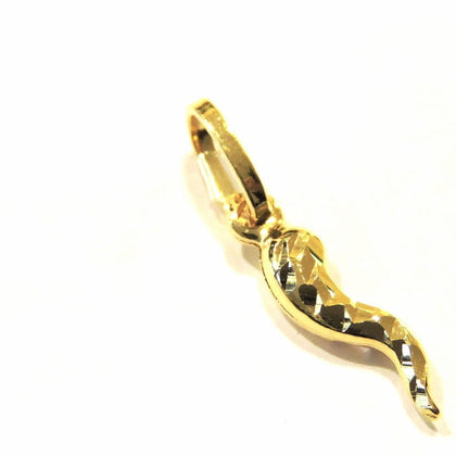 PEGASO GIOIELLI - Ciondolo Oro Giallo 18kt (750) Pendente Piccolo Corno Cornetto Mini Portafortuna Uomo Donna Bambini