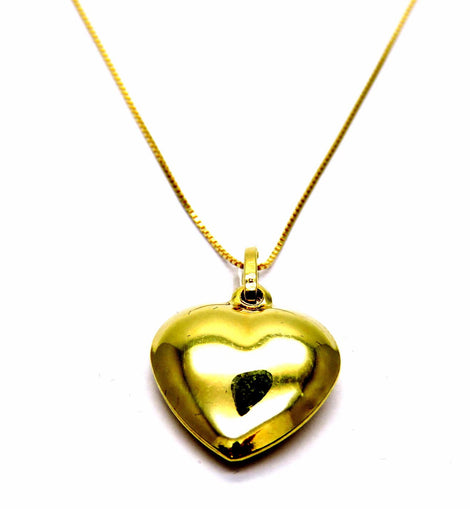 PEGASO GIOIELLI Collana da Donna in Oro Giallo 18kt (750) Catenina Veneta Pendente con Cuore Lucido