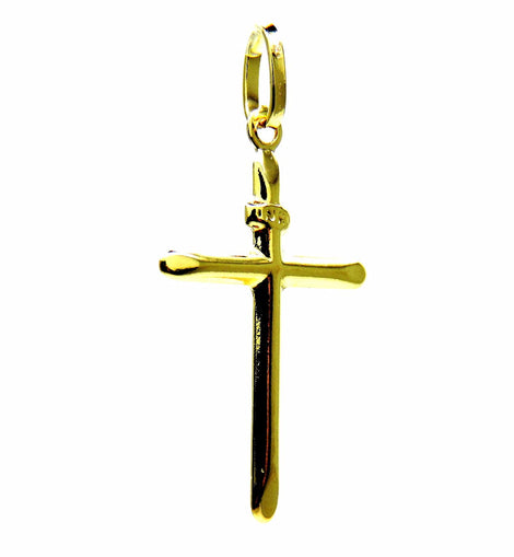 PEGASO GIOIELLI - Ciondolo in Oro Giallo 18kt (750) Pendente Croce Crocetta Semplice Battesimo Bambini