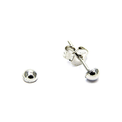 PEGASO GIOIELLI Orecchini Oro Bianco 18kt (750) Piccole Palline Mezza Sfera Tappafori a Lobo Donna Uomo Bambini