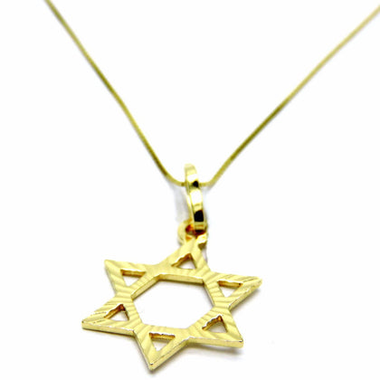 PEGASO GIOIELLI - Collana da Donna in Oro Giallo 18kt (750) Catenina Veneta con Pendente Stella di David