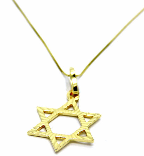 PEGASO GIOIELLI - Collana da Donna in Oro Giallo 18kt (750) Catenina Veneta con Pendente Stella di David