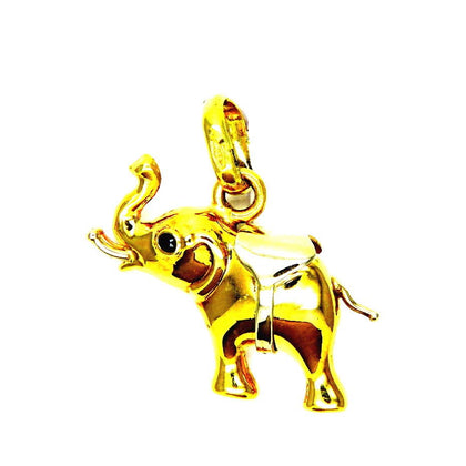 PEGASO GIOIELLI Ciondolo Oro Bianco Giallo 18kt (750) Pendente Elefante Bicolore Portafortuna Occhi Blu Donna Ragazza