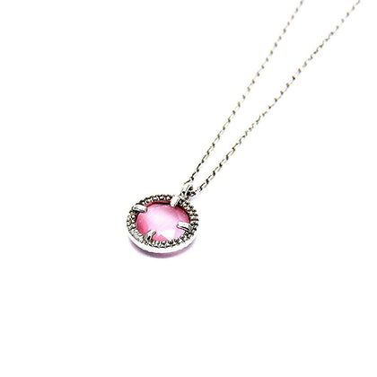 Collana Donna Argento 925 Rodiato con Tondo Cristallo Rosa