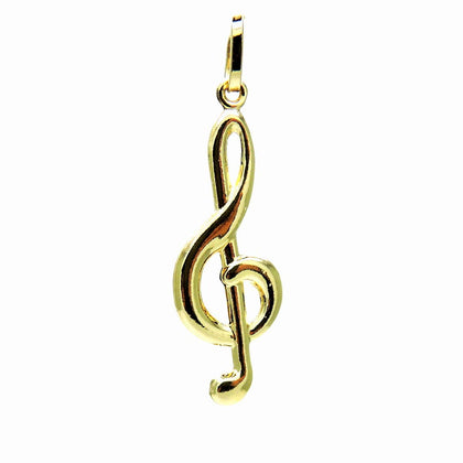 PEGASO GIOIELLI - Ciondolo Oro Giallo 18kt (750) Pendente Nota Musicale Chiave di Sol Grande Uomo Donna