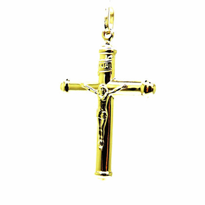 PEGASO GIOIELLI Ciondolo da Uomo in Oro Giallo 18kt (750) Pendente Croce Cappucci con Gesù Cristo Crocifisso