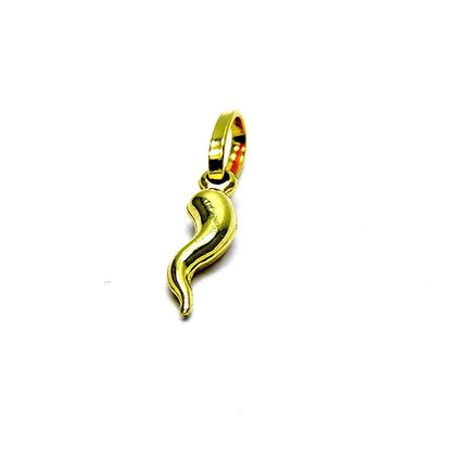 PEGASO GIOIELLI - Ciondolo Oro Giallo 18kt (750) Pendente Piccolo Corno Cornetto Lucido Mini Portafortuna Uomo Donna Bambini