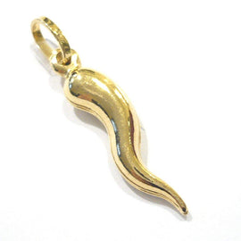 PEGASO GIOIELLI - Ciondolo da Uomo in Oro Giallo 18kt (750) Pendente Corno Cornetto Lucido Portafortuna - Donna Ragazzo