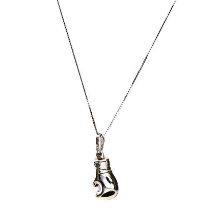 PEGASO GIOIELLI Collana Oro Bianco 18kt (750) Catenina Veneta Pendente Guanto da Pugile Donna Ragazza Bambina