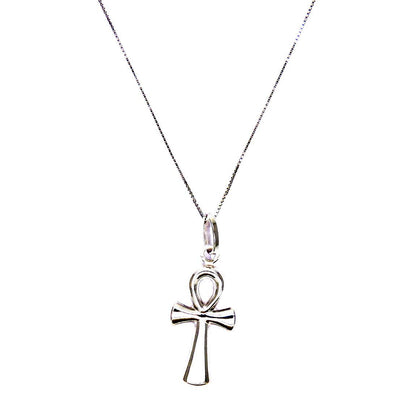 PEGASO GIOIELLI - Collana Oro Bianco 18kt (750) Catenina Veneta Pendente Croce della Vita Donna Ragazza