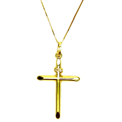 PEGASO GIOIELLI Collana da Donna in Oro Giallo 18kt (750) Catenina Veneta Croce Smussata Semplice - Battesimo Bambini