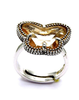 PEGASO GIOIELLI - Anello Argento 925 con Farfalla in Cristallo Color Brown Rosa