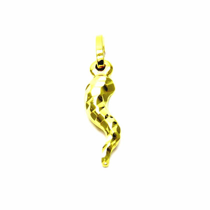PEGASO GIOIELLI Ciondolo Oro Giallo 18kt (750) Pendente Corno Cornetto Portafortuna Donna Ragazza Bambina