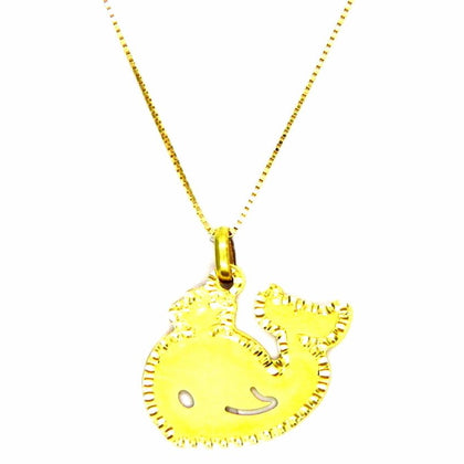PEGASO GIOIELLI Collana Oro Giallo 18kt (750) Catenina Veneta Pendente Balena Donna Ragazza Bambina