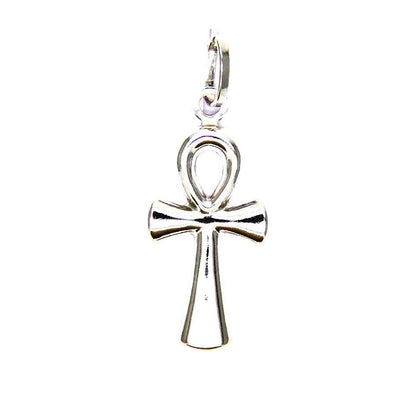 PEGASO GIOIELLI - Ciondolo Oro Bianco 18kt (750) Pendente Croce della Vita Uomo Donna Bambini