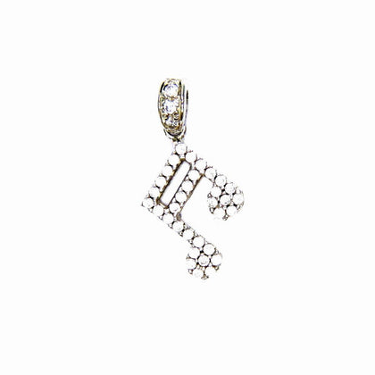 PEGASO GIOIELLI Ciondolo da Donna in Oro Bianco 18kt (750) Pendente Nota Musicale e Zirconi