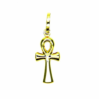 PEGASO GIOIELLI - Ciondolo Oro Giallo 18kt (750) Pendente Piccola Croce della Vita Uomo Donna Bambini