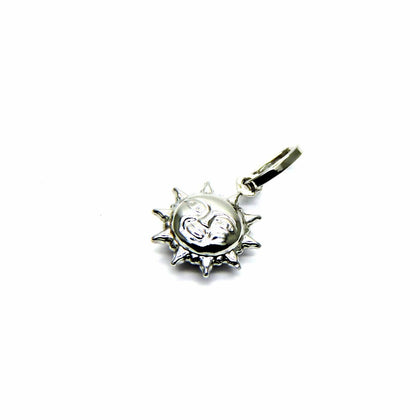 PEGASO GIOIELLI Ciondolo da Donna in Oro Bianco 18kt (750) Pendente Sole Faccina Doppio Lato