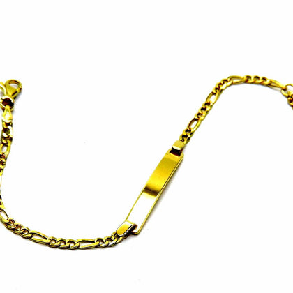 PEGASO GIOIELLI - Bracciale da Bambino in Oro Giallo 18kt (750) Classico con Targhetta Nascita Battesimo