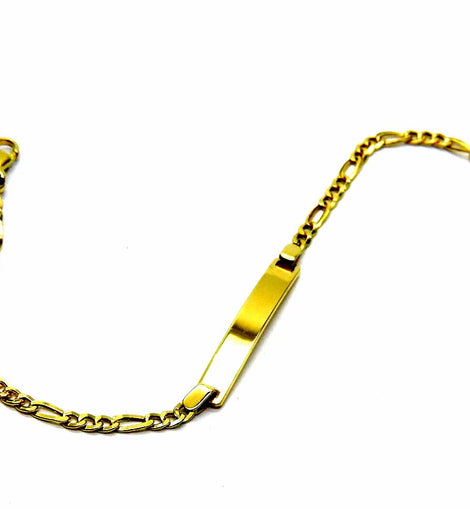 PEGASO GIOIELLI - Bracciale da Bambino in Oro Giallo 18kt (750) Classico con Targhetta Nascita Battesimo