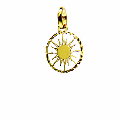 PEGASO GIOIELLI Ciondolo da Donna in Oro Giallo 18kt (750), Pendente Raggi di Sole nel Cerchio Piccolo