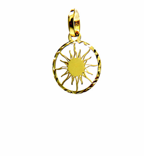 PEGASO GIOIELLI Ciondolo da Donna in Oro Giallo 18kt (750), Pendente Raggi di Sole nel Cerchio Piccolo