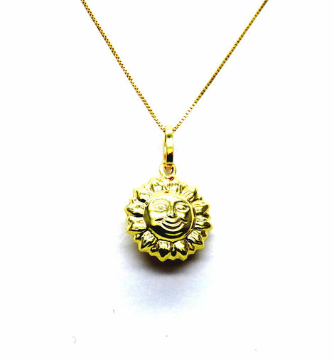 PEGASO GIOIELLI Collana da Donna in Oro Giallo 18kt (750) Catenina Veneta Pendente Sole Lucido Sorridente