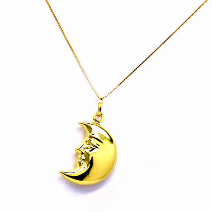 PEGASO GIOIELLI Collana da Donna in Oro Giallo 18kt (750) Catenina Veneta con Pendente Spicchio di Luna