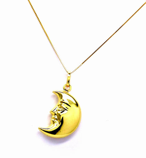 PEGASO GIOIELLI Collana da Donna in Oro Giallo 18kt (750) Catenina Veneta con Pendente Spicchio di Luna