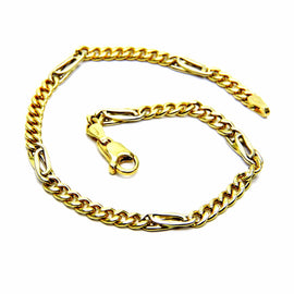 PEGASO GIOIELLI Bracciale da Donna Ragazzo in Oro Giallo e Bianco 18kt (750) Grumetta Pernice Bicolore Cm 19,5