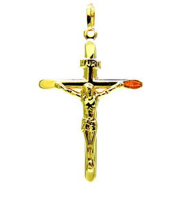 PEGASO GIOIELLI Ciondolo Oro Giallo 18kt (750) Pendente Croce Smussata Gesù Cristo Crocifisso Uomo