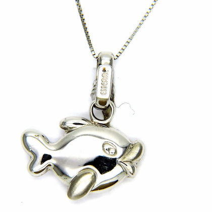 PEGASO GIOIELLI Collana Oro Bianco 18kt (750) Catenina Veneta Pendente Pesce Pesciolino Donna Ragazza Bambina