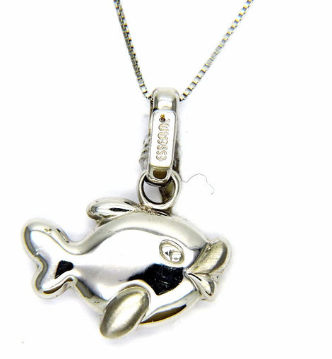 PEGASO GIOIELLI Collana Oro Bianco 18kt (750) Catenina Veneta Pendente Pesce Pesciolino Donna Ragazza Bambina