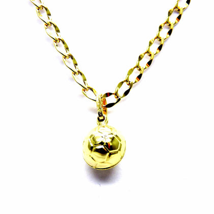 PEGASO GIOIELLI - Collana Oro Giallo 18kt (750) Catena Rombo con Pendente Pallone Calcio Football Cm 50 Uomo Ragazzo Bambino