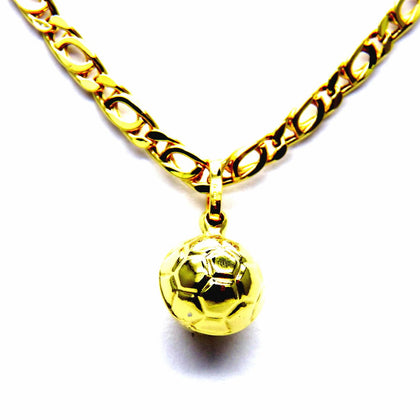 PEGASO GIOIELLI Collana da Uomo in Oro Giallo 18kt (750) Catena Pernice con Pendente Pallone da Calcio Cm 50 Ragazzo Bambino