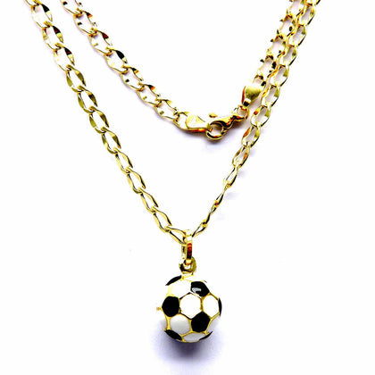 PEGASO GIOIELLI - Collana da Uomo in Oro Giallo 18kt (750) Catena Rombo Cm 50 Pendente Pallone Calcio Ragazzi Bambini