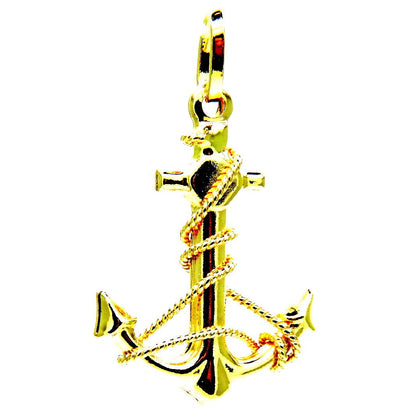 PEGASO GIOIELLI - Ciondolo da Uomo in Oro Giallo 18kt (750) Pendente Ancora con Filo Corda