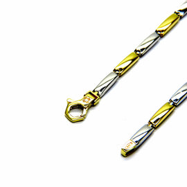 PEGASO GIOIELLI Bracciale da Uomo in Oro Giallo e Bianco 18kt (750) a Segmenti Barrette Bicolore Cm 21