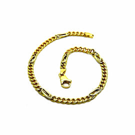 PEGASO GIOIELLI Bracciale da Donna Ragazzo in Oro Giallo e Bianco 18kt (750) Grumetta Pernice Bicolore Cm 19,5