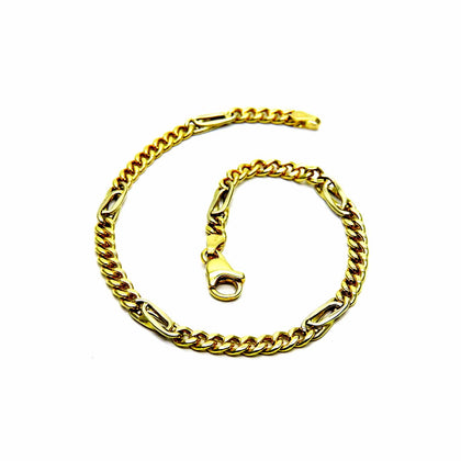 PEGASO GIOIELLI Bracciale da Donna Ragazzo in Oro Giallo e Bianco 18kt (750) Grumetta Pernice Bicolore Cm 19,5