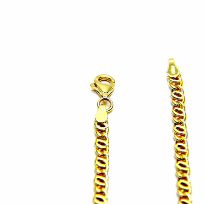 PEGASO GIOIELLI Collana da Uomo in Oro Giallo 18kt (750) Catena Tigre Cm 50 Catenina Classica Chiusura a Moschettone